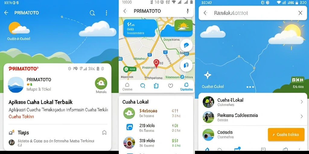 Tampilan antarmuka aplikasi PRIMATOTO yang menampilkan data cuaca lokal.