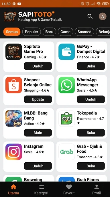 Sapitoto | Indeks Aplikasi Populer & Kanal Uji Terbaik di Indonesia